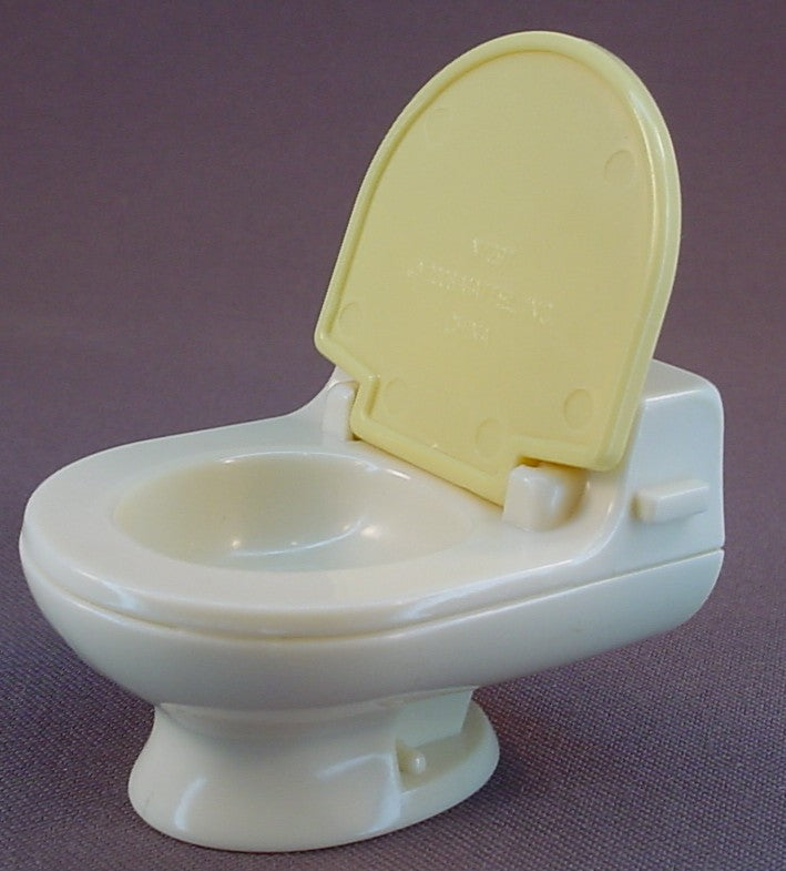 Fisher Price Loving Family Dollhouse White Toilet With A Light Yellow Lid Or Cover That Opens, N7297 Bathroom