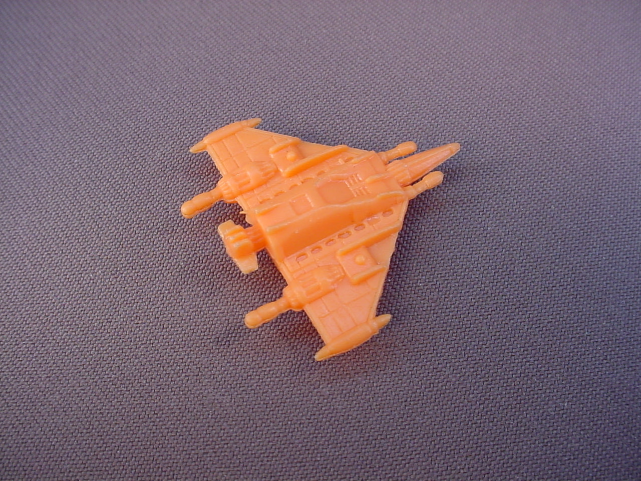 Micro Machines Size San Kuo Kai Orange Space Ship, 1982 Peru, 1 5/8 Inches Long