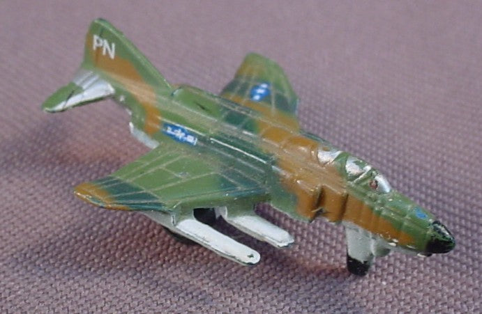 Micro Machines Military F-4 Phantom II Fighter Jet In Green & Brown Camo Colors, Airplane, Aircraft, 1987 Galoob