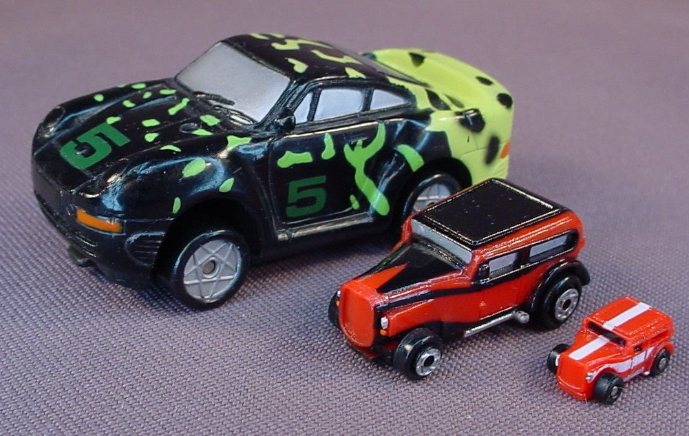 Micro Machines Triplesiders Porsche 959 Complete With All 3 Vehicles, Full Set, 1990 Galoob, Triple Siders