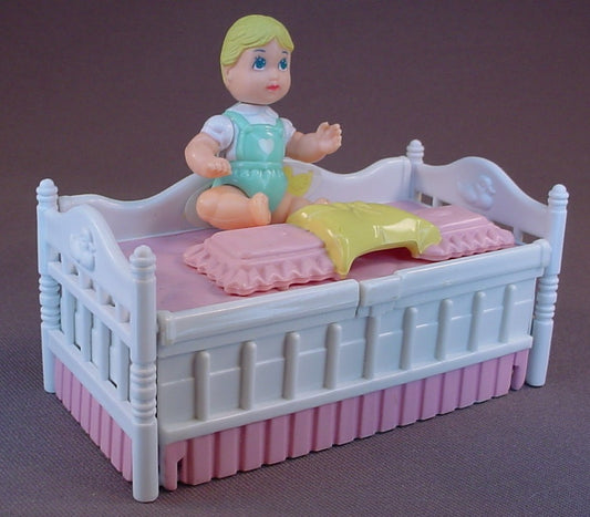 Secret Places Nursery In A Crib With The Larger Doll Figure, 4 1/4 Inches Long, #3502, 1990 Galoob