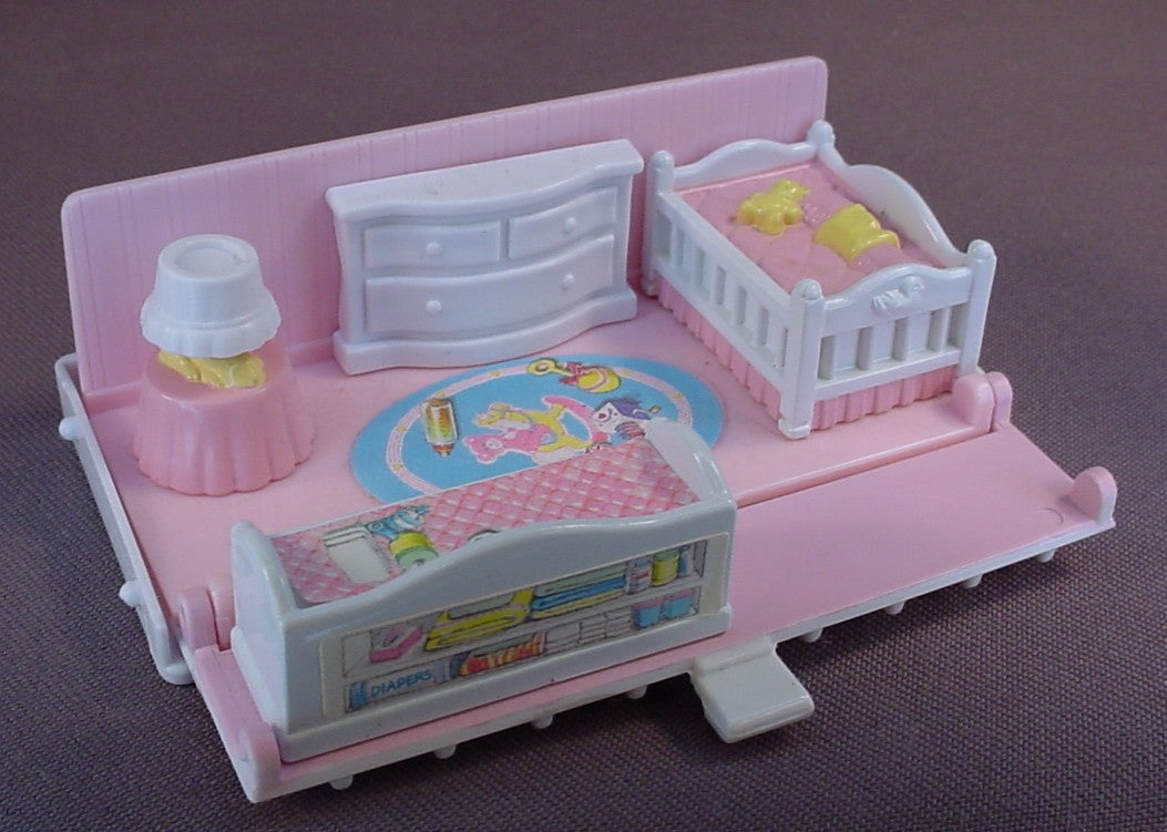 Secret Places Nursery In A Crib With The Larger Doll Figure, 4 1/4 Inches Long, #3502, 1990 Galoob