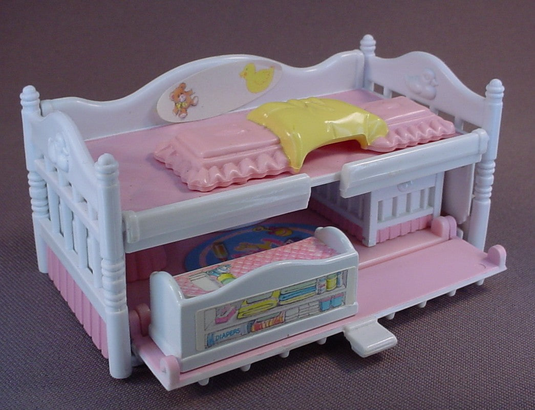 Secret Places Nursery In A Crib With The Larger Doll Figure, 4 1/4 Inches Long, #3502, 1990 Galoob