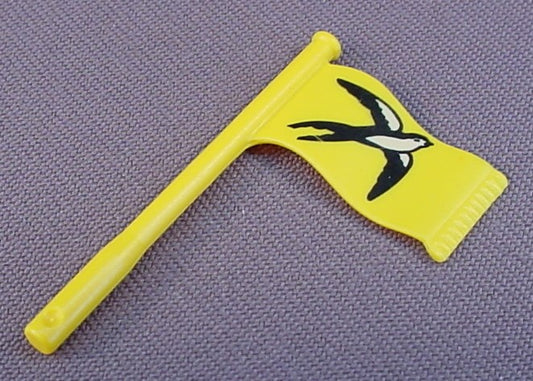 Playmobil Yellow Small Rectangular Flag On A Pole With Swallow Type Bird On Both Sides, 3746, P3746D
