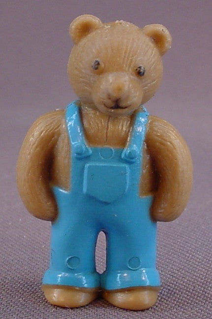 Kellogg's Teddy Bear In Blue Overalls PVC Figure, Teddy Bears In My Pocket, 1 3/4 Inches Tall, Cereal Premium, Kelloggs