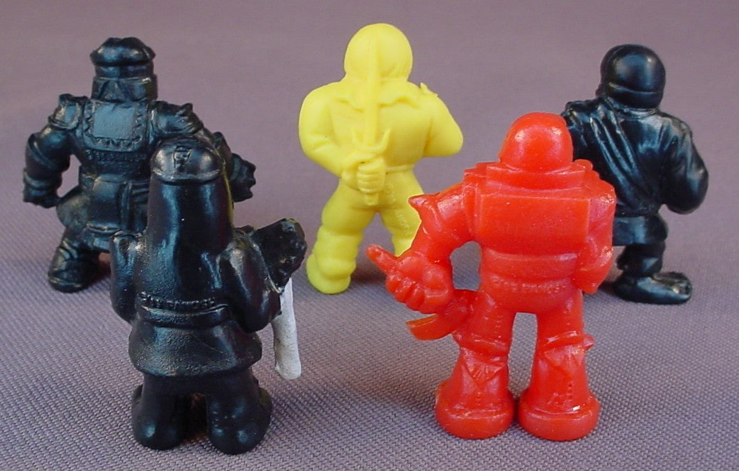 Ninja Mites Lot Of 5 Ninja PVC Figures, 1 1/2 To 1 3/4 Inches Tall, 1986 Panosh