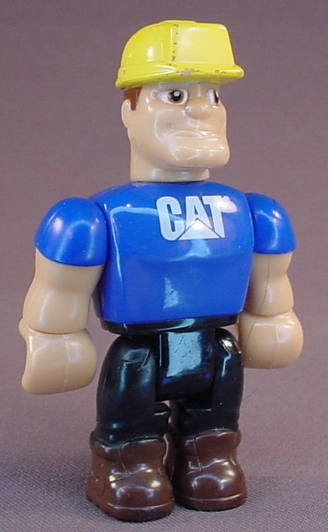 Mega Bloks CAT Construction Worker Figure With Jackhammer & Drill Tools, From Set Number 7852
