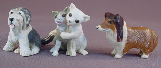 Precious Puppies & Precious Kitties Lot Of 3 Animal Figures, They Have Some Paint Rubs, 1997 Topps