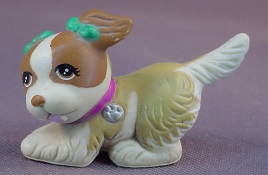 Littlest Pet Shop Vintage Beethoven's 2nd Girl Puppy Dog With Green Bows, St Bernard, Nuzzle Time Nursery, 1993 Kenner, LPS