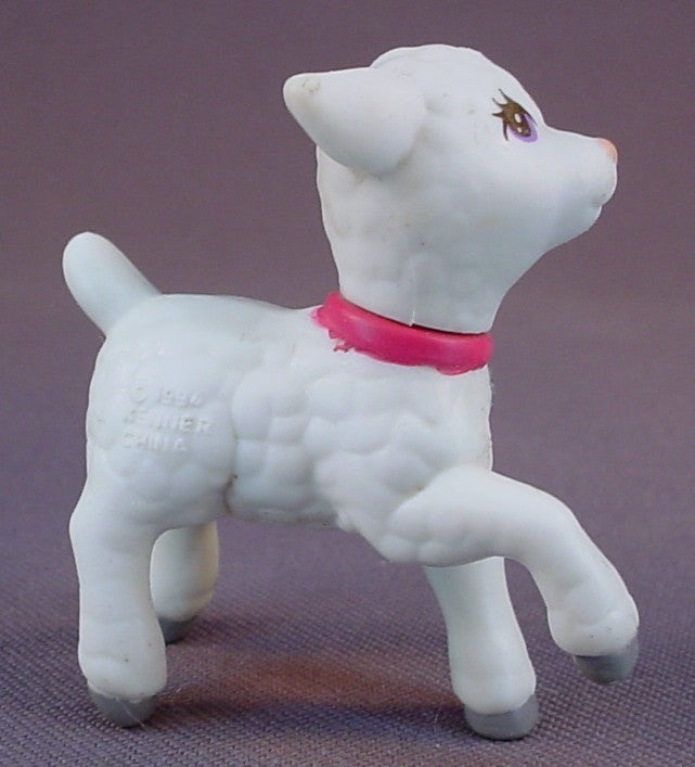 Littlest Pet Shop Vintage White Lamb Baby Sheep With A Red Collar, Zoo Play With Me Pets, 1994 Kenner, LPS