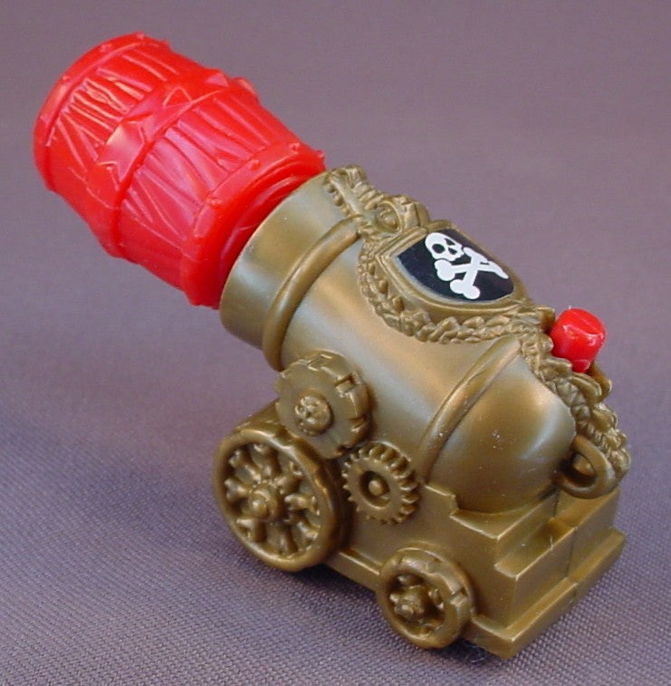 Gold Pirate Cannon That Launches A Red Barrel, 3 1/4 Inches Long With The Barrel