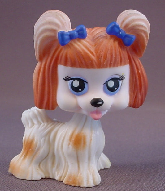 My Pet Pals Chic Boutique Puppy Dog Figure With Blue Bows, The Head Turns, 2 1/8 Inches Tall