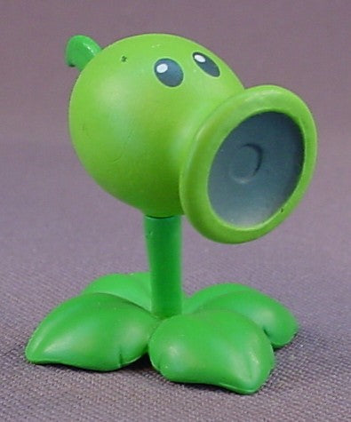 Plants Vs Zombies Green Peashooter Plant Figure On A Leaf Base, 1 1/4 Inch Tall, Pea Shooter, Doesn't Shoot Anything