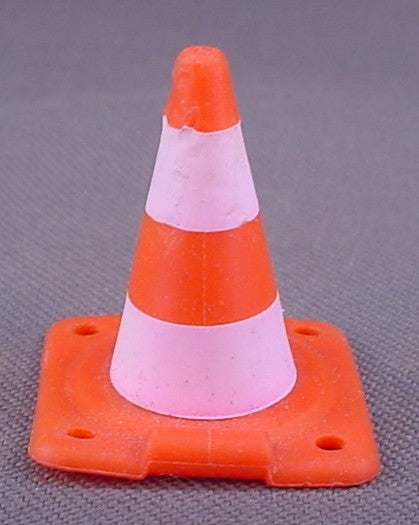 Playmobil Red Or Dark Orange Traffic Warning Cone Or Pylon, White Stripes, 3001 3004 3525 3755 3756