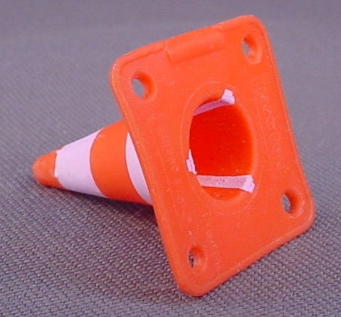Playmobil Red Or Dark Orange Traffic Warning Cone Or Pylon, White Stripes, 3001 3004 3525 3755 3756