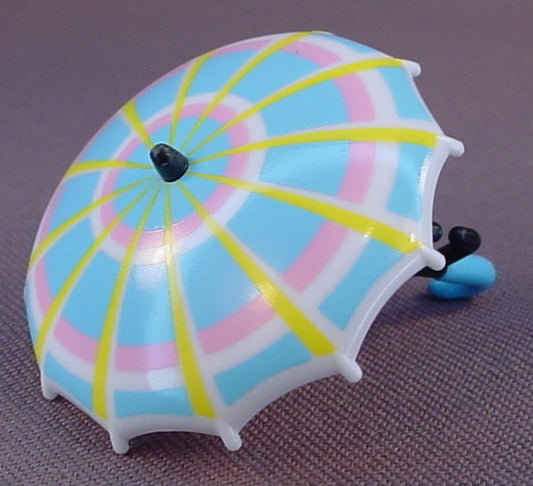 Furryville Blue & Pink Umbrella Or Parasol, From The Duckinghams In The Rain Set, 2004 Mattel