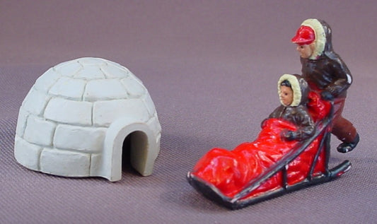 Safari Ltd Arctic PVC Figures Lot, Dog Sled Musher, Igloo Which Is 1 3/4 Inches Long
