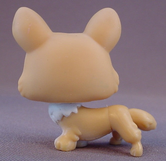 Littlest Pet Shop #183 Blemished Light Brown Or Tan Welsh Corgi Puppy Dog With Green Eyes, White Face & Trim, Pet Pairs