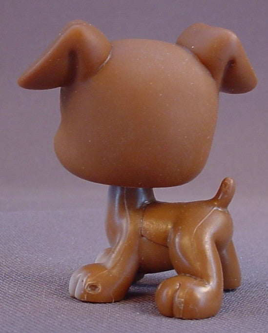 Littlest Pet Shop Blemished Brown & White Boxer Puppy Dog With Blue Green Eyes With Diamond Shapes, This Was Only Available With A Puzzle Set