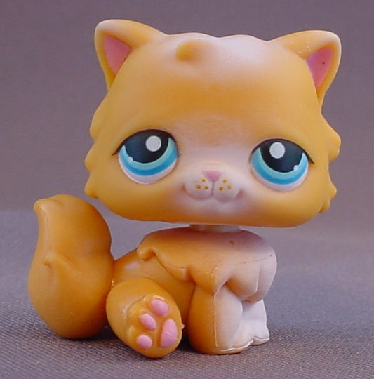 Littlest Pet Shop #153 Blemished Orange & White Persian Kitten Kitty Cat With Blue Eyes, Totally Talented Pets, 3 Pks, LPS