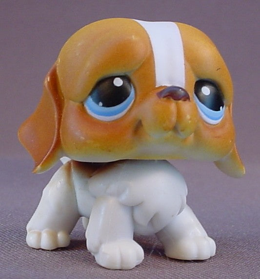 Littlest Pet Shop #76 Blemished Orange Brown St Bernard Puppy Dog With Blue Eyes, Saint Bernard, Snowfall Fun, LPS, 2004 Hasbro