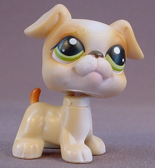 Littlest Pet Shop #235 Blemished Tan Boxer Puppy Dog With Green Eyes, Secret Surprise Obstacle, LPS, 2005 Hasbro