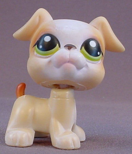 Littlest Pet Shop #235 Blemished Tan Boxer Puppy Dog With Green Eyes, Secret Surprise Obstacle, LPS, 2005 Hasbro