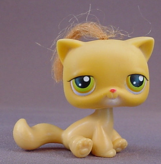 Littlest Pet Shop #78 Blemished Yellow Kitty Cat Kitten With Green Eyes & A Tuft Of Hair, Bedtime Blast, Singles, LPS, 2004 2005 Hasbro