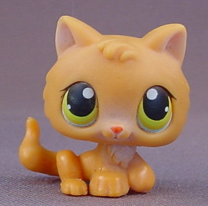 Littlest Pet Shop #293 Blemished Light Brown Kitty Cat Kitten With Green & Yellow Eyes, Valentines Tube, LPS, 2005 Hasbro