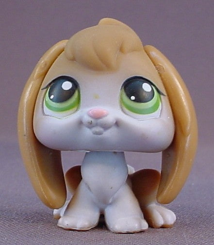Littlest Pet Shop #185 Blemished Brown Floppy Flop Eared Bunny Rabbit With Green Eyes, Pet Pairs, LPS, 2005 Hasbro