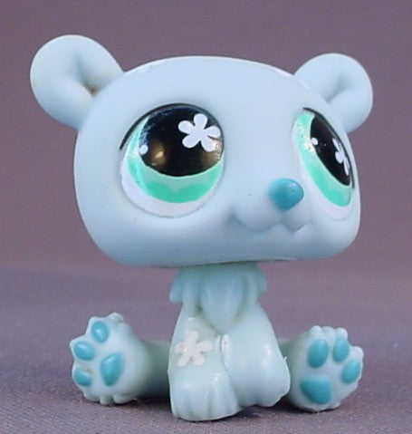 Littlest Pet Shop #646 Blemished Light Blue Polar Bear With White Snowflakes & Blue Eyes, Pet Pairs, LPS, 2007 Hasbro