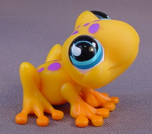 Littlest Pet Shop #874 Blemished Orange Tree Frog With Purple Spots & Fancy Blue Eyes, Ten Pack, LPS, 2007 Hasbro