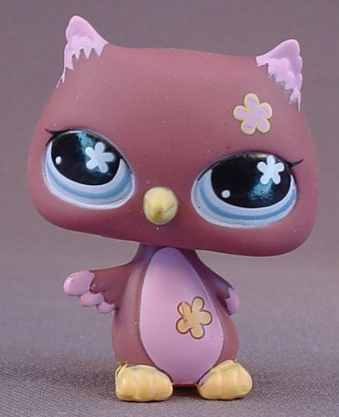 Littlest Pet Shop #635 Blemished Brown Horned Owl With Pink Tummy & Blue Eyes, Pet Pairs, LPS, 2007 Hasbro