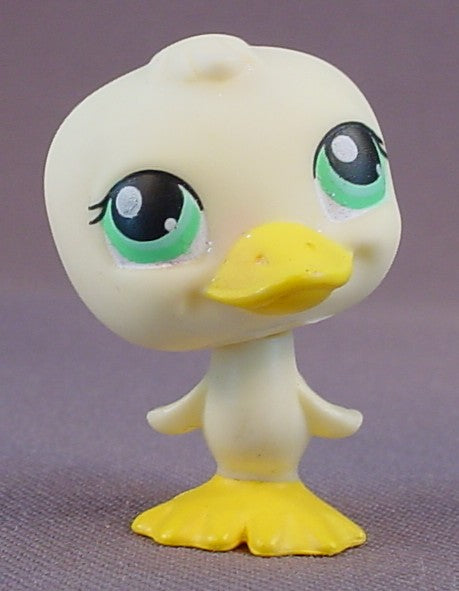 Littlest Pet Shop #199 Blemished Yellow Or Cream Baby Duck With Green Eyes, Duckling, Pet Pairs, LPS, 2005 Hasbro