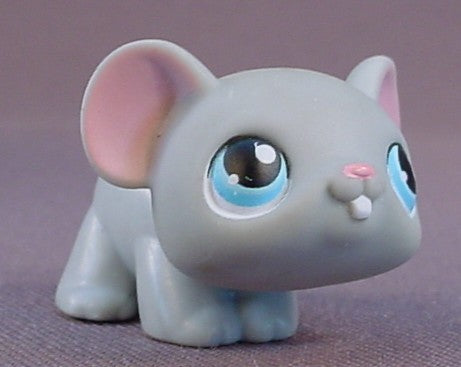 Littlest Pet Shop #104 Blemished Gray Mouse With Blue Eyes, Grey, Merry Mice, LPS, 2004 2005 Hasbro