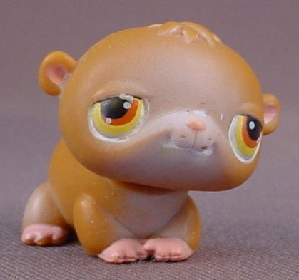 Littlest Pet Shop #34 Blemished Brown Hamster or Gerbil With Brown Eyes, Gray Face, Happy Hamsters, LPS, 2004 2007 Hasbro