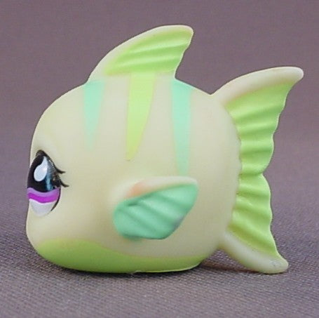 Littlest Pet Shop #1213 Blemished Yellow Fish With Purple Eyes, Light Green Stripes, Costco 20 Pk, LPS, 2009 Hasbro