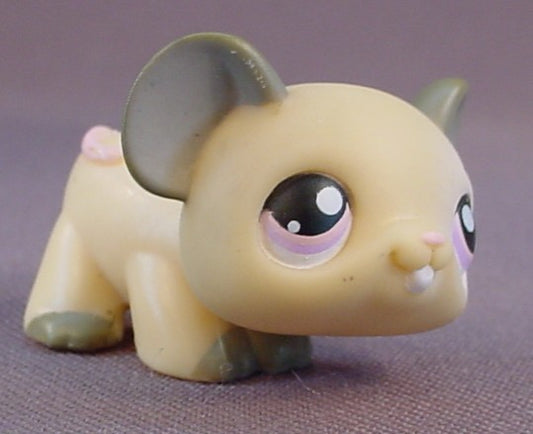 Littlest Pet Shop #115 Blemished Tan Mouse With Gray Ears & Pink Tail, Pet Pairs,  LPS, 2004 Hasbro