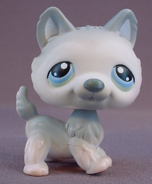Littlest Pet Shop #69 Blemished Gray & White Husky Puppy Dog With Blue Eyes, Polar Puppies, LPS, 2005 Hasbro