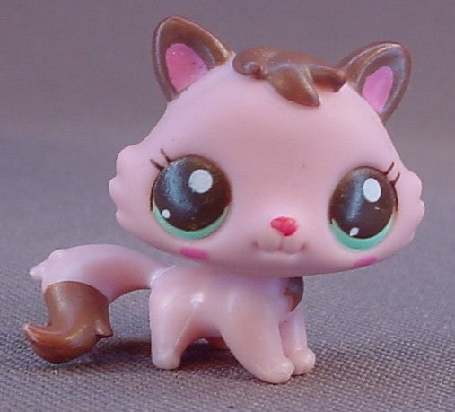 Littlest Pet Shop #2665 Pink & Brown Baby Persian Kitty Cat Kitten With Blue Eyes, Mommy & Baby, Grooming Time With Mommy