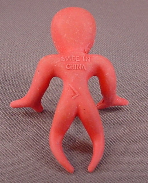 Dark Pink Alien Figure With Blue Eyes, Bendy Arms & Legs, 2 1/4 Inches Tall