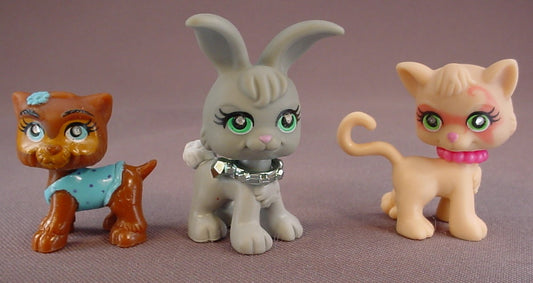 Polly Pocket Lot Of 8 Sparklin' Pets Figures, Mattel, #48 Dog, #10 Rabbit, #21 Panda, #49 Monkey, #17 Dog, #97 Cats