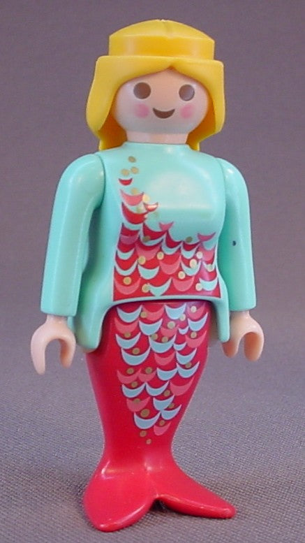 Playmobil Adult Female Mermaid Figure With Dark Pink Fins With Fish Scale Design