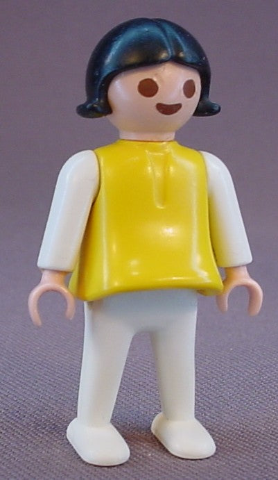 Playmobil Female Girl Child Classic Style Figure With A Yellow Torso, White Arms Legs & Feet