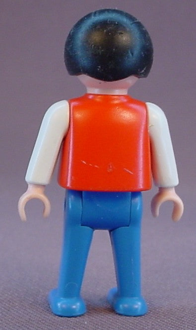 Playmobil Male Boy Child Classic Style Figure With A Red Torso & White Arms, Blue Legs, Flesh Hands
