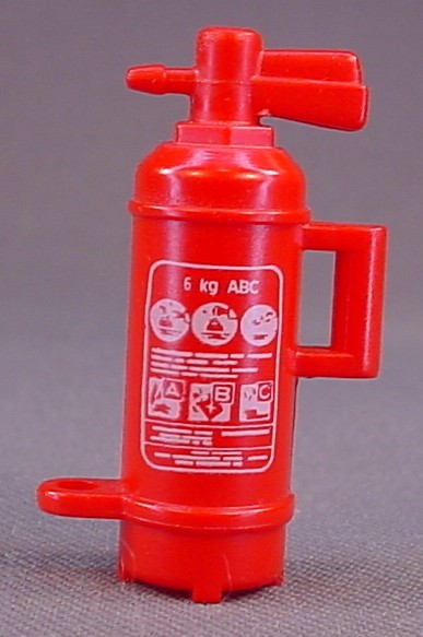 Playmobil Red Fire Extinguisher With Sticker, 3014 3070 3085 3130 3160 3166 3177 3181 3182 3190 3214