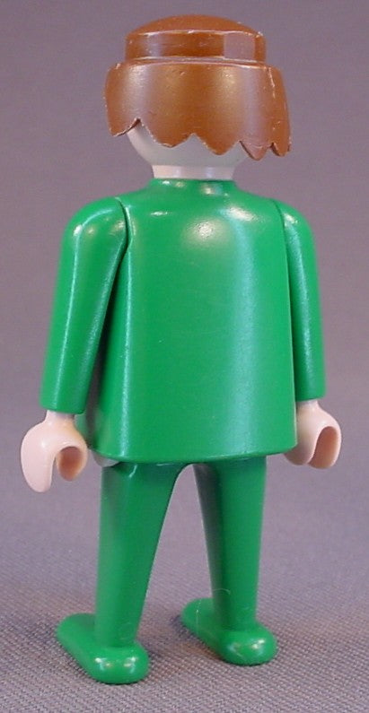 Playmobil Adult Male Classic Style Figure In All Green Clothes, Brown Hair, Flesh Hands