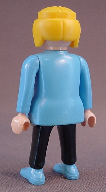 Playmobil Adult Female Figure In A Light Blue And Black Outfit, Blond Hair, 3776 7128, 30 14 0380