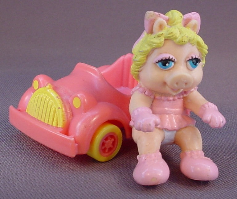 Muppet Babies Miss Piggy PVC Figure With A Pink Car, 1986 McDonalds, Muppets, Jim Henson