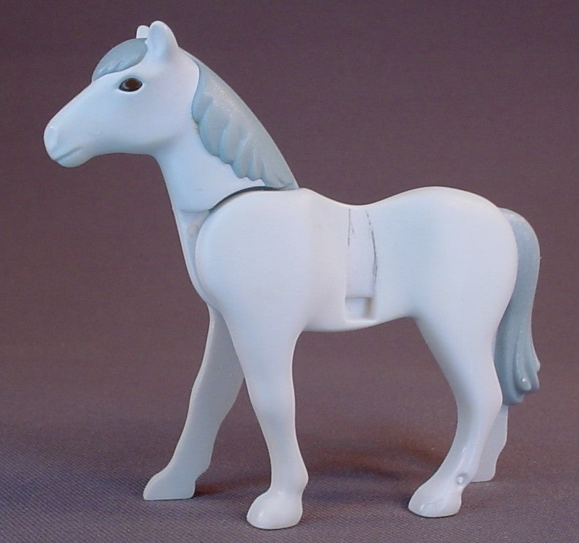 Playmobil White New Style Horse With A Gray Mane And Tail